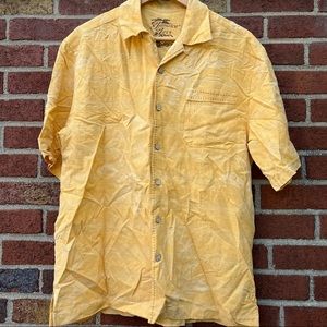 Jamaica Jaxx 100% Silk Men Short Sleeve Floral Shirt Hawaiian Light Orange Small